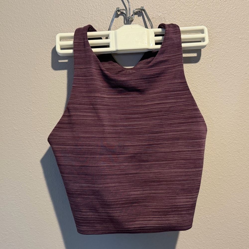 Athleta purple striped sports bra crop top